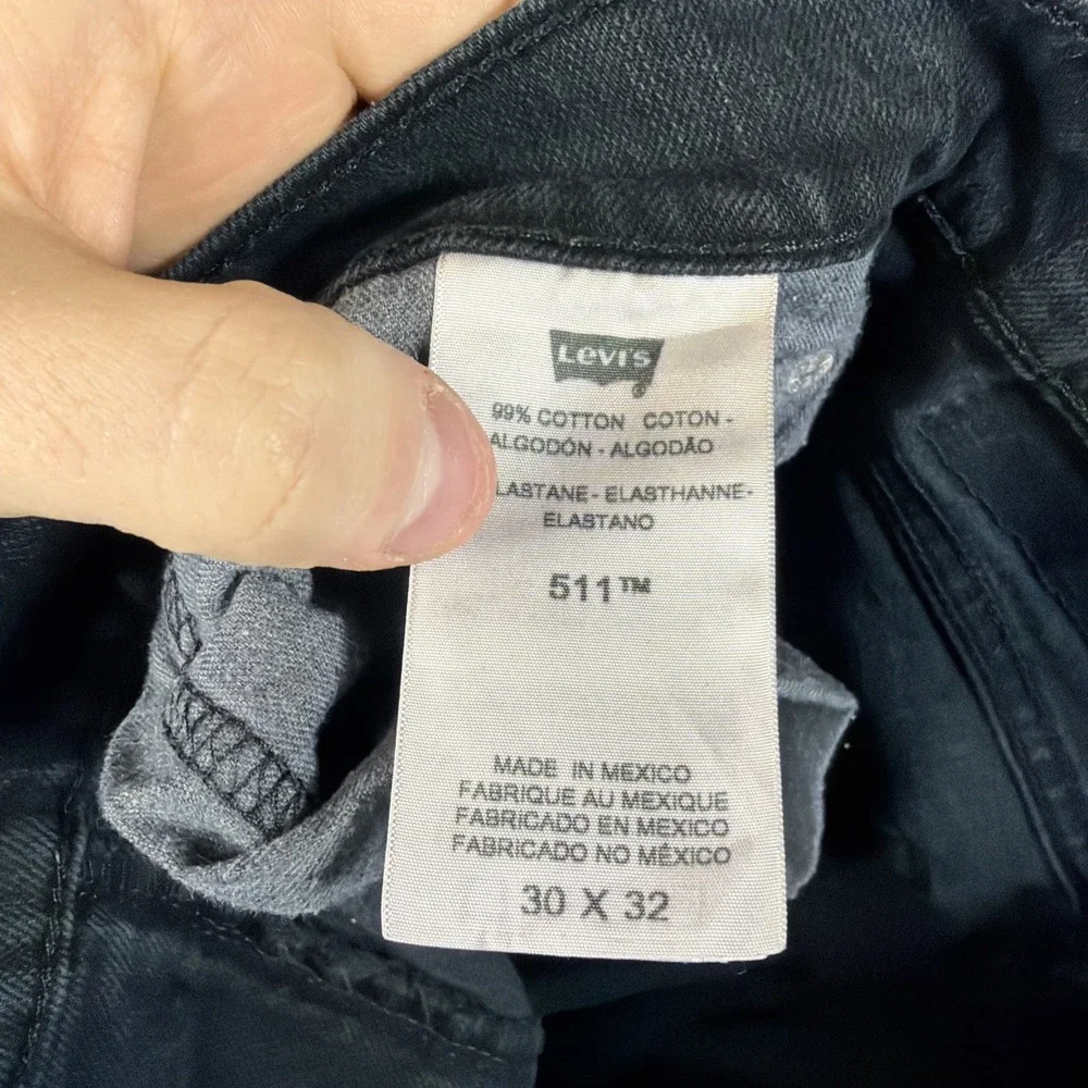 Levi's 511 Jeans Men 32x30‎ Straight Leg Black Denim Levi's Black Jeans